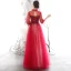 Chic / Beautiful Red See-through Evening Dresses  2020 A-Line / Princess High Neck Puffy 3/4 Sleeve Glitter Star Floor-Length / Long Ruffle Backless Formal Dresses