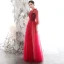 Chic / Beautiful Red See-through Evening Dresses  2020 A-Line / Princess High Neck Puffy 3/4 Sleeve Glitter Star Floor-Length / Long Ruffle Backless Formal Dresses