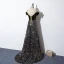 Scintillantes Multi-Couleurs Paillettes Robe De Soirée 2020 Princesse Bretelles Spaghetti Manches Courtes Train De Balayage Volants Dos Nu Daim Robe De Ceremonie