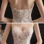 Sexy Ivoire Légère La Mariée Robe De Mariée 2020 Trompette / Sirène Bretelles Spaghetti Sans Manches Dos Nu Appliques En Dentelle Perlage Chapel Train Volants