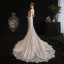 Sexy Ivoire Légère La Mariée Robe De Mariée 2020 Trompette / Sirène Bretelles Spaghetti Sans Manches Dos Nu Appliques En Dentelle Perlage Chapel Train Volants