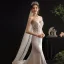 Sexy Ivoire Légère La Mariée Robe De Mariée 2020 Trompette / Sirène Bretelles Spaghetti Sans Manches Dos Nu Appliques En Dentelle Perlage Chapel Train Volants