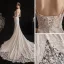 Sexy Ivoire Légère La Mariée Robe De Mariée 2020 Trompette / Sirène Bretelles Spaghetti Sans Manches Dos Nu Appliques En Dentelle Perlage Chapel Train Volants
