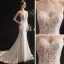 Sexy Ivoire Légère La Mariée Robe De Mariée 2020 Trompette / Sirène Bretelles Spaghetti Sans Manches Dos Nu Appliques En Dentelle Perlage Chapel Train Volants