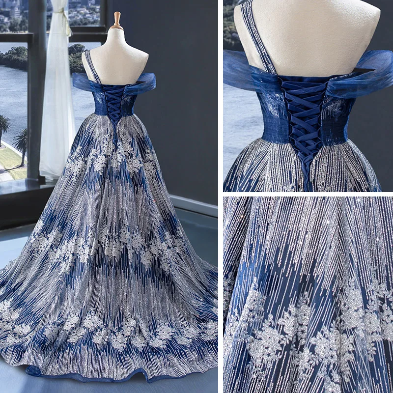 princess polly baby blue dress Royal Blue and Silver Lace Tulle Satin Formal Flower Girl Dress for Special Occasion Bridesmaid Party Wedding Pageant Photoshoot Christmas