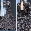 Atemberaubend Schwarz Festzug Abendkleider 2023 Meerjungfrau Stehkragen Lange Ärmel Perlenstickerei Glanz Polyester Kapelle-Schleppe Rüschen Rückenfreies Festliche Kleider