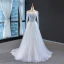 Haut de Gamme Blanche Bleu Ciel Transparentes Robe De Soirée 2023 Princesse Encolure Carrée Manches Longues Perlage Train De Balayage Dos Nu Robe De Ceremonie