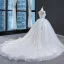 Best Ivory Wedding Dresses 2023 Ball Gown Shoulders Sleeveless Backless Appliques Lace Beading Cathedral Train Ruffle