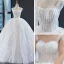 Best Ivory Wedding Dresses 2023 Ball Gown Shoulders Sleeveless Backless Appliques Lace Beading Cathedral Train Ruffle