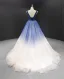 Haut de Gamme Bleu Roi Champagne Concours de beauté Robe De Soirée 2023 Princesse Col v profond Sans Manches Dos Nu Perlage Tribunal Train Volants Robe De Ceremonie