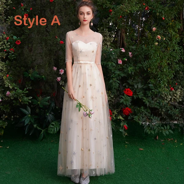 Abordable Champagne Transparentes Robe Demoiselle D'honneur 2019 Princesse Étoile Paillettes Appliques En Dentelle Noeud Ceinture Longue Dos Nu Robe Pour Mariage