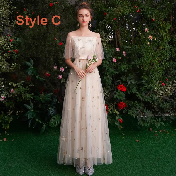 Abordable Champagne Transparentes Robe Demoiselle D'honneur 2019 Princesse Étoile Paillettes Appliques En Dentelle Noeud Ceinture Longue Dos Nu Robe Pour Mariage