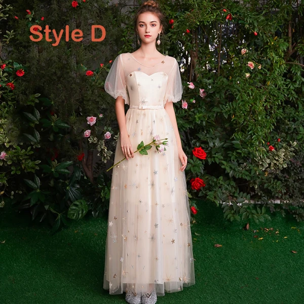 Abordable Champagne Transparentes Robe Demoiselle D'honneur 2019 Princesse Étoile Paillettes Appliques En Dentelle Noeud Ceinture Longue Dos Nu Robe Pour Mariage