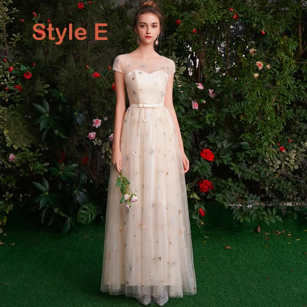 Abordable Champagne Transparentes Robe Demoiselle D'honneur 2019 Princesse Étoile Paillettes Appliques En Dentelle Noeud Ceinture Longue Dos Nu Robe Pour Mariage