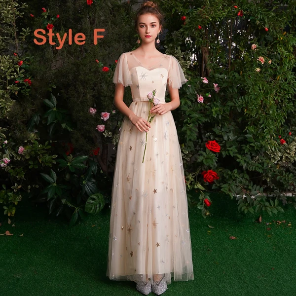 Abordable Champagne Transparentes Robe Demoiselle D'honneur 2019 Princesse Étoile Paillettes Appliques En Dentelle Noeud Ceinture Longue Dos Nu Robe Pour Mariage