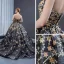 Haut de Gamme Noire Robe De Bal 2023 Robe Boule Bustier Sans Manches Étoile Appliques En Dentelle Paillettes Tribunal Train Dos Nu Robe De Ceremonie