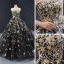 Haut de Gamme Noire Robe De Bal 2023 Robe Boule Bustier Sans Manches Étoile Appliques En Dentelle Paillettes Tribunal Train Dos Nu Robe De Ceremonie