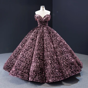 Sparkly Candy Pink Sequins Dancing Prom Dresses 2023 Ball Gown Off The Shoulder Short Sleeve Floor Length Long Backless Formal Dresses