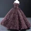 Glitzernden Pink Pailletten Tanzen Ballkleider 2023 Ballkleid Off Shoulder Kurze Ärmel Lange Rückenfreies Festliche Kleider