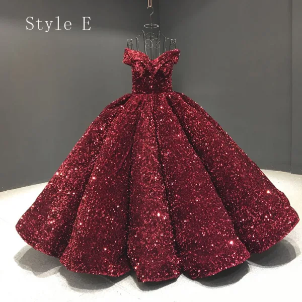 Glitzernden Pink Pailletten Tanzen Ballkleider 2023 Ballkleid Off Shoulder Kurze Ärmel Lange Rückenfreies Festliche Kleider