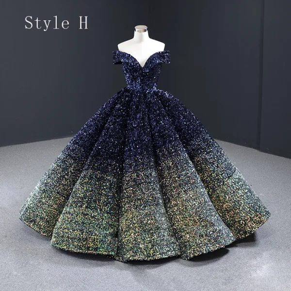 Glitzernden Pink Pailletten Tanzen Ballkleider 2023 Ballkleid Off Shoulder Kurze Ärmel Lange Rückenfreies Festliche Kleider