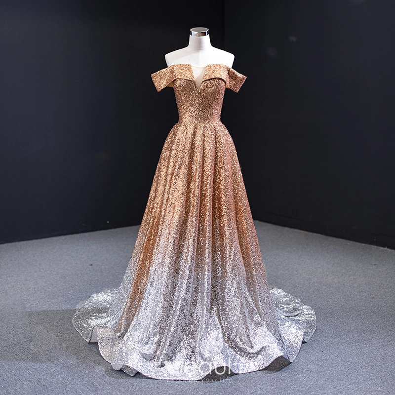 Gold Mousse Dress | Sequin dress fabric, Evening gowns, Evening dress  fashion