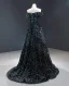 Sparkly Gold Gradient-Color White Sequins Evening Dresses  2023 A-Line / Princess Off-The-Shoulder Short Sleeve Sweep Train Backless Formal Dresses