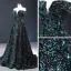 Sparkly Gold Gradient-Color White Sequins Evening Dresses  2023 A-Line / Princess Off-The-Shoulder Short Sleeve Sweep Train Backless Formal Dresses