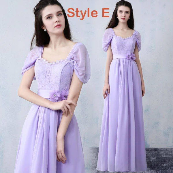 Enkel Lavendel Chiffon Brudepikekjoler 2019 Prinsesse Lange Buste Ryggløse Kjoler Til Bryllup