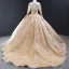 Haut de Gamme Gris Transparentes Robe De Bal 2023 Robe Boule Encolure Carrée Manches Longues Appliques En Dentelle Perlage Train De Balayage Volants Dos Nu Robe De Ceremonie