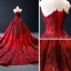 High End Rot Roter Teppich Durchsichtige Abendkleider 2023 A Linie Rundhalsausschnitt Ärmellos Applikationen Spitze Pailletten Kathedrale Schleppe Rüschen Rückenfreies