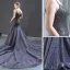 Luxus / Herrlich Marineblau Roter Teppich Abendkleider 2023 Meerjungfrau Spaghettiträger Ärmellos Handgefertigt Perlenstickerei Kathedrale Schleppe Rüschen Rückenfreies Festliche Kleider
