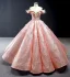 Glitzernden Pink Pailletten Tanzen Ballkleider 2023 Ballkleid Durchsichtige Rundhalsausschnitt Kurze Ärmel Applikationen Spitze Feder Lange Rüschen Rückenfreies