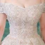 Chic / Beautiful Champagne Wedding Dresses 2019 A-Line / Princess Off-The-Shoulder Short Sleeve Backless Appliques Lace Beading Pearl Sequins Glitter Tulle Chapel Train Ruffle