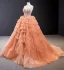 High-end Orange Ballkjoler 2023 Ballkjole Kjæreste Uten Ermer Håndlaget Beading Chapel Train Gripende Ruffles Ryggløse Formelle Kjoler