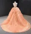 High-end Orange Ballkjoler 2023 Ballkjole Kjæreste Uten Ermer Håndlaget Beading Chapel Train Gripende Ruffles Ryggløse Formelle Kjoler