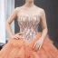 High-end Orange Ballkjoler 2023 Ballkjole Kjæreste Uten Ermer Håndlaget Beading Chapel Train Gripende Ruffles Ryggløse Formelle Kjoler