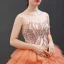 High-end Orange Ballkjoler 2023 Ballkjole Kjæreste Uten Ermer Håndlaget Beading Chapel Train Gripende Ruffles Ryggløse Formelle Kjoler