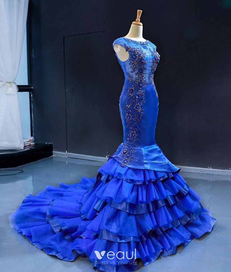 chinese dress ladies Aries Tuttle Navy Blue Gorgous Mermaid Flowers Prom Evening Wedding Dress  Shower Gown 4 Navy Blue(picture Shown) at Amazon Women's Clothing store main image 0