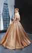Scintillantes Champagne Paillettes Dansant Robe De Bal 2023 Robe Boule Transparentes Encolure Dégagée Sans Manches Longue Volants Dos Nu Robe De Ceremonie