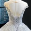 Charmant Grau Durchsichtige Ballkleider 2023 Ballkleid Eckiger Ausschnitt Ärmellos Applikationen Spitze Perlenstickerei Glanz Tülle Sweep / Pinsel Zug Rüschen Rückenfreies