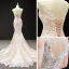 Luxury / Gorgeous Champagne Wedding Dresses 2023 Trumpet / Mermaid V-Neck Sleeveless Backless Appliques Lace Chapel Train Ruffle