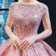 Luxury / Gorgeous Pearl Pink Dancing Prom Dresses 2023 Ball Gown Square Neckline Sleeveless Pierced Appliques Lace Sequins Floor-Length / Long Ruffle Backless Satin