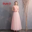 Discount Pearl Pink Bridesmaid Dresses 2019 A-Line / Princess Off-The-Shoulder 1/2 Sleeves Glitter Tulle Sash Floor-Length / Long Ruffle Backless Wedding Party Dresses