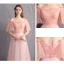 Discount Pearl Pink Bridesmaid Dresses 2019 A-Line / Princess Off-The-Shoulder 1/2 Sleeves Glitter Tulle Sash Floor-Length / Long Ruffle Backless Wedding Party Dresses