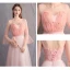 Discount Pearl Pink Bridesmaid Dresses 2019 A-Line / Princess Off-The-Shoulder 1/2 Sleeves Glitter Tulle Sash Floor-Length / Long Ruffle Backless Wedding Party Dresses