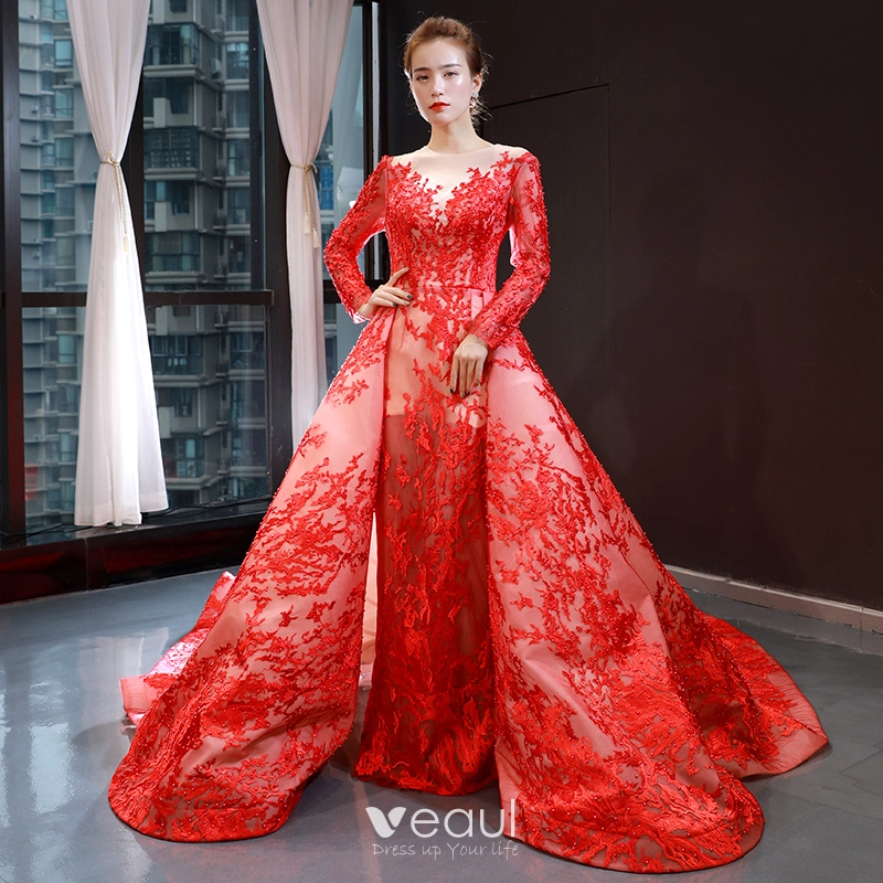 Red Long Sleeve Red Ballgown Wedding Dress With Beaded Sequins And Lace  Appliques Glamorous Middle Eastern Bridal Dress From Xzy1984316, $246.24 |  DHgate.Com