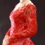 Luxury / Gorgeous Red Red Carpet Evening Dresses  2023 A-Line / Princess See-through Scoop Neck Long Sleeve Appliques Lace Beading Pearl Chapel Train Formal Dresses