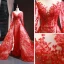Luxury / Gorgeous Red Red Carpet Evening Dresses  2023 A-Line / Princess See-through Scoop Neck Long Sleeve Appliques Lace Beading Pearl Chapel Train Formal Dresses