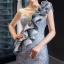 Glitzernden Silber Roter Teppich Abendkleider 2023 Meerjungfrau One-Shoulder Ärmellos Applikationen Spitze Pailletten Kapelle-Schleppe Rüschen Rückenfreies Festliche Kleider